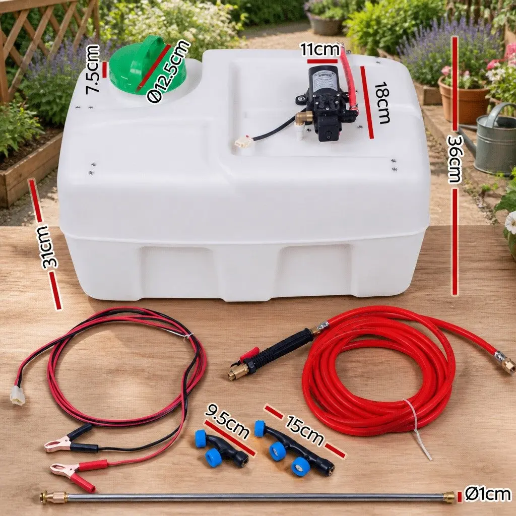 50L Weed Sprayer 12V Electric Pump Adjustable Spraying Tube Black