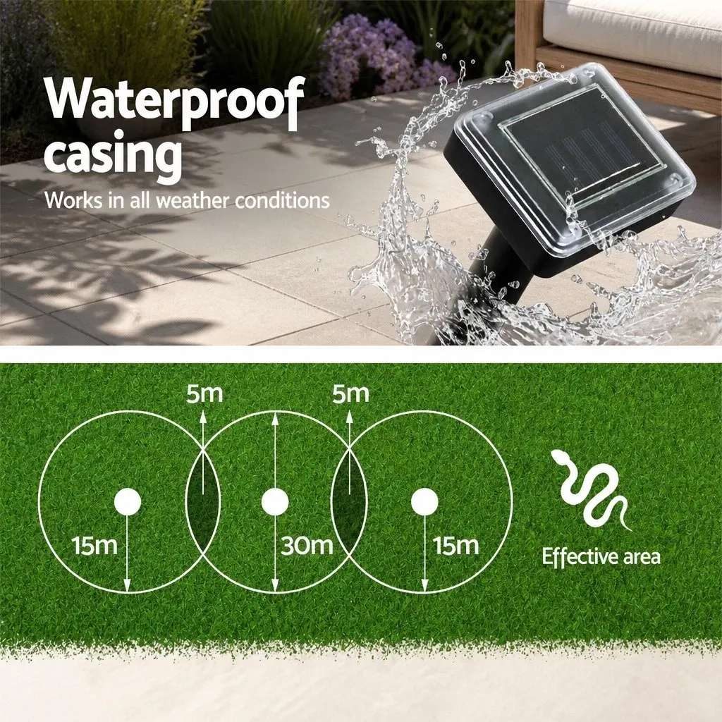 Solar Powered Snake Repellent Set 6 Pack Ultrasonic Sonic Repeller Black