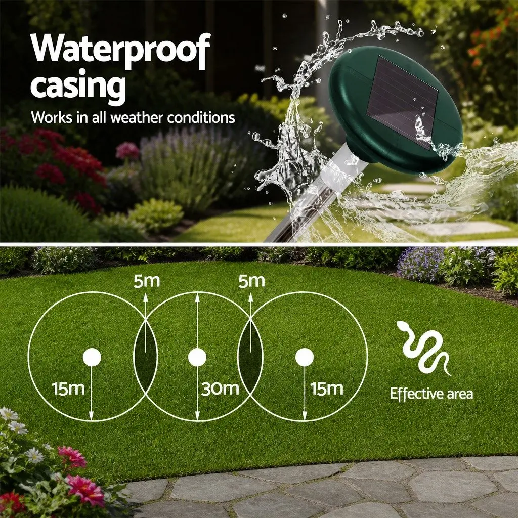Solar Snake Repeller 8 Pack Ultrasonic Pest Deterrent Green LED Garden Yard