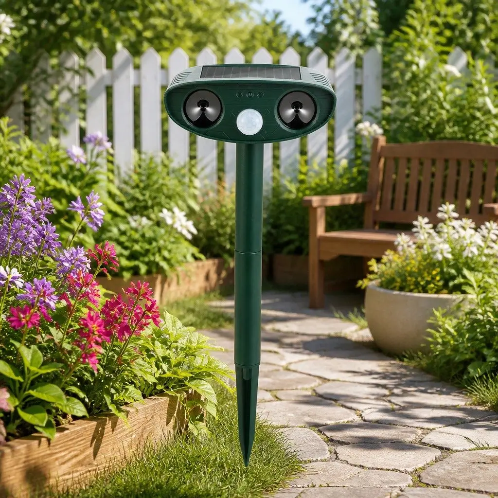 Ultrasonic Snake Repeller Solar Powered Motion Sensor Green Heavy Duty ABS Plastic 15cm x 10cm x 6cm