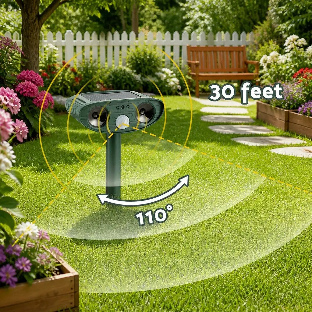 Ultrasonic Snake Repeller Solar Powered Motion Sensor Green Heavy Duty ABS Plastic 15cm x 10cm x 6cm