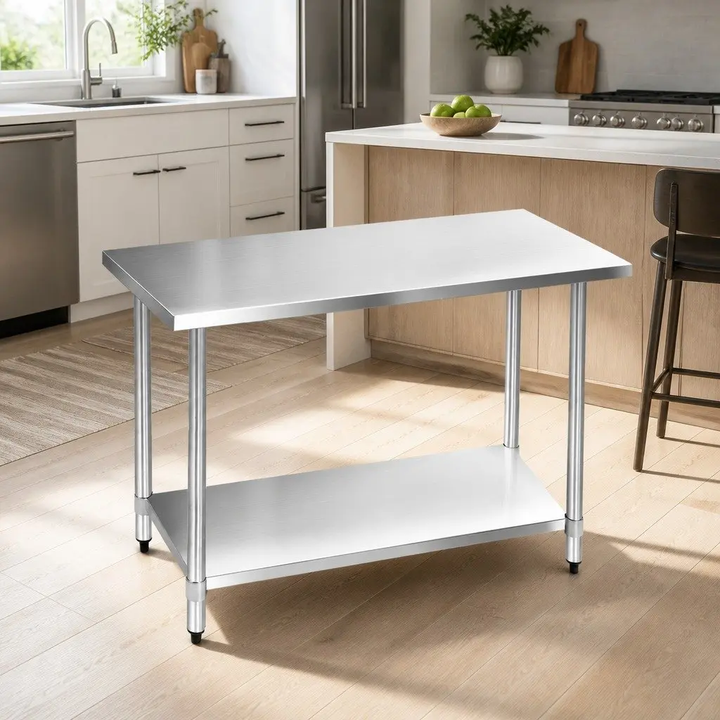 Stainless Steel Kitchen Work Bench 1219x610mm Commercial Food Prep Adjustable