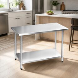 Stainless Steel Kitchen Work Bench 1219x610mm Commercial Food Prep Adjustable
