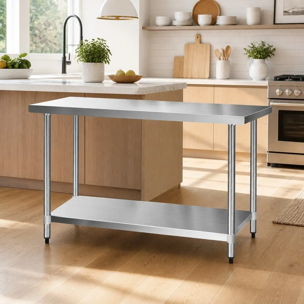 Stainless Steel Kitchen Work Bench Heavy-Duty 1524x610mm Silver