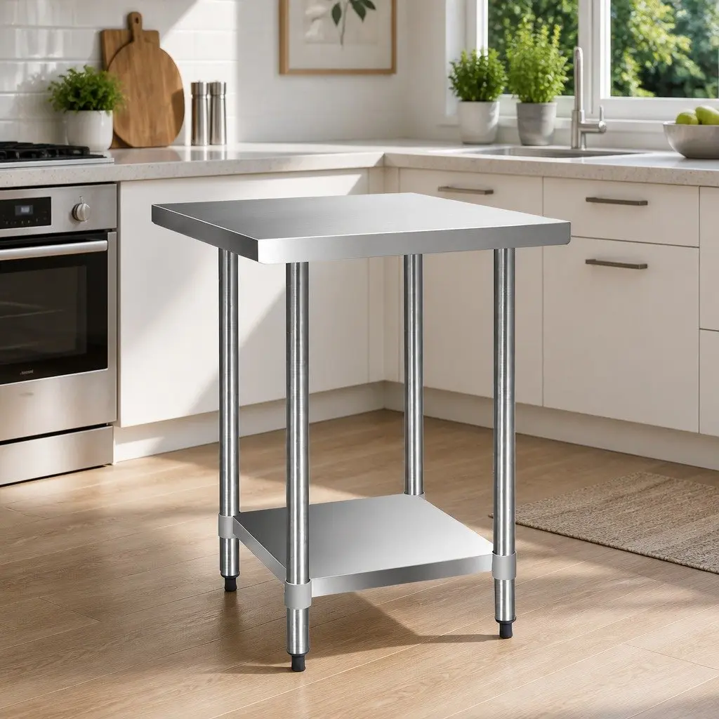 Stainless Steel Kitchen Bench Commercial Grade 760x760mm Silver Work Table Food Prep