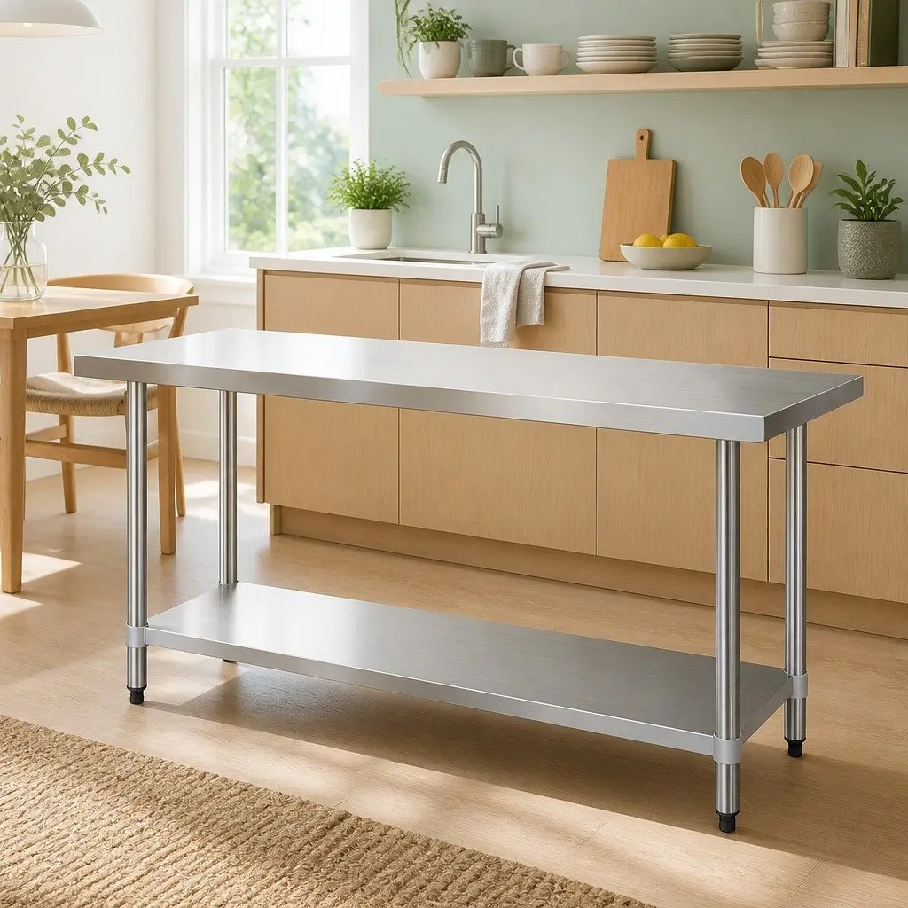 Stainless Steel Kitchen Work Bench Commercial Grade Prep Table 1829x760mm Silver