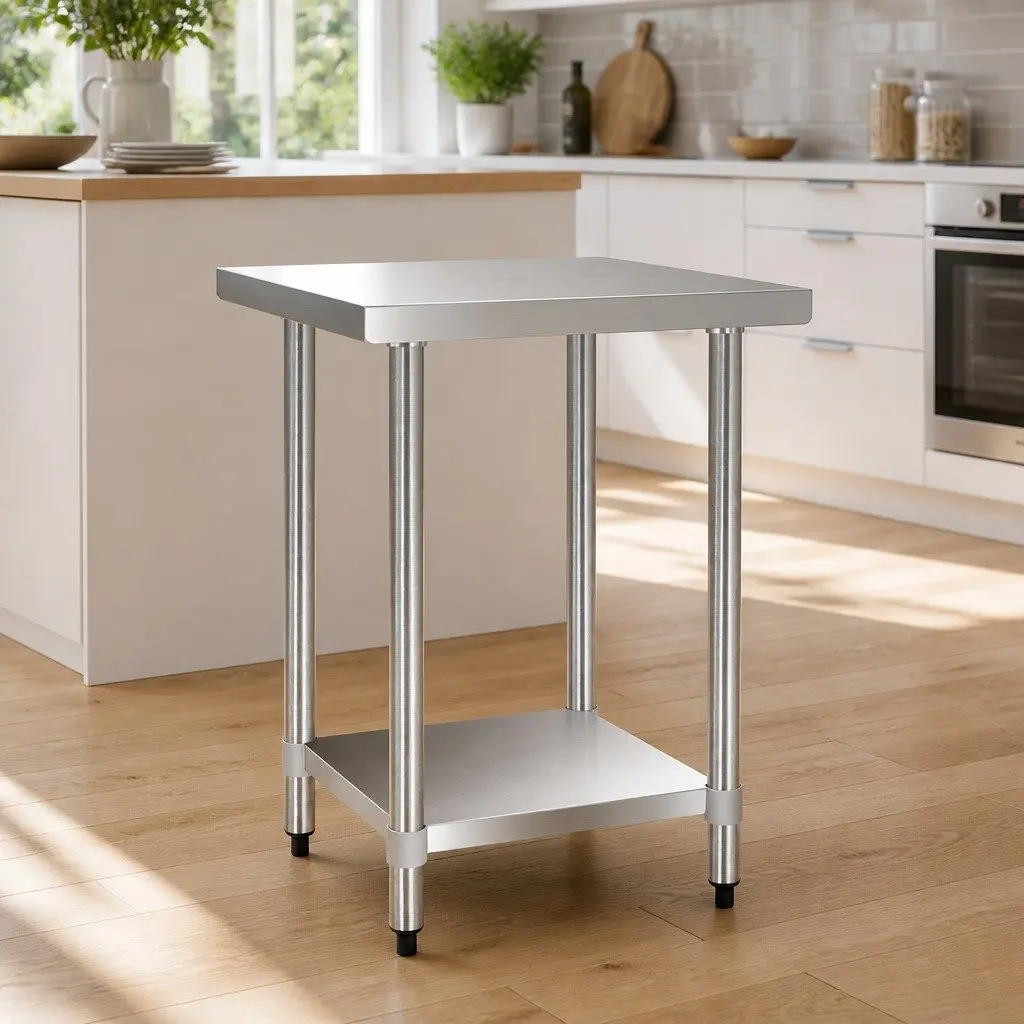Stainless Steel Kitchen Work Bench Commercial Grade 610x610mm Silver