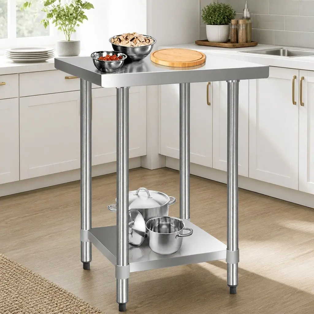 Stainless Steel Kitchen Work Bench Commercial Grade 610x610mm Silver