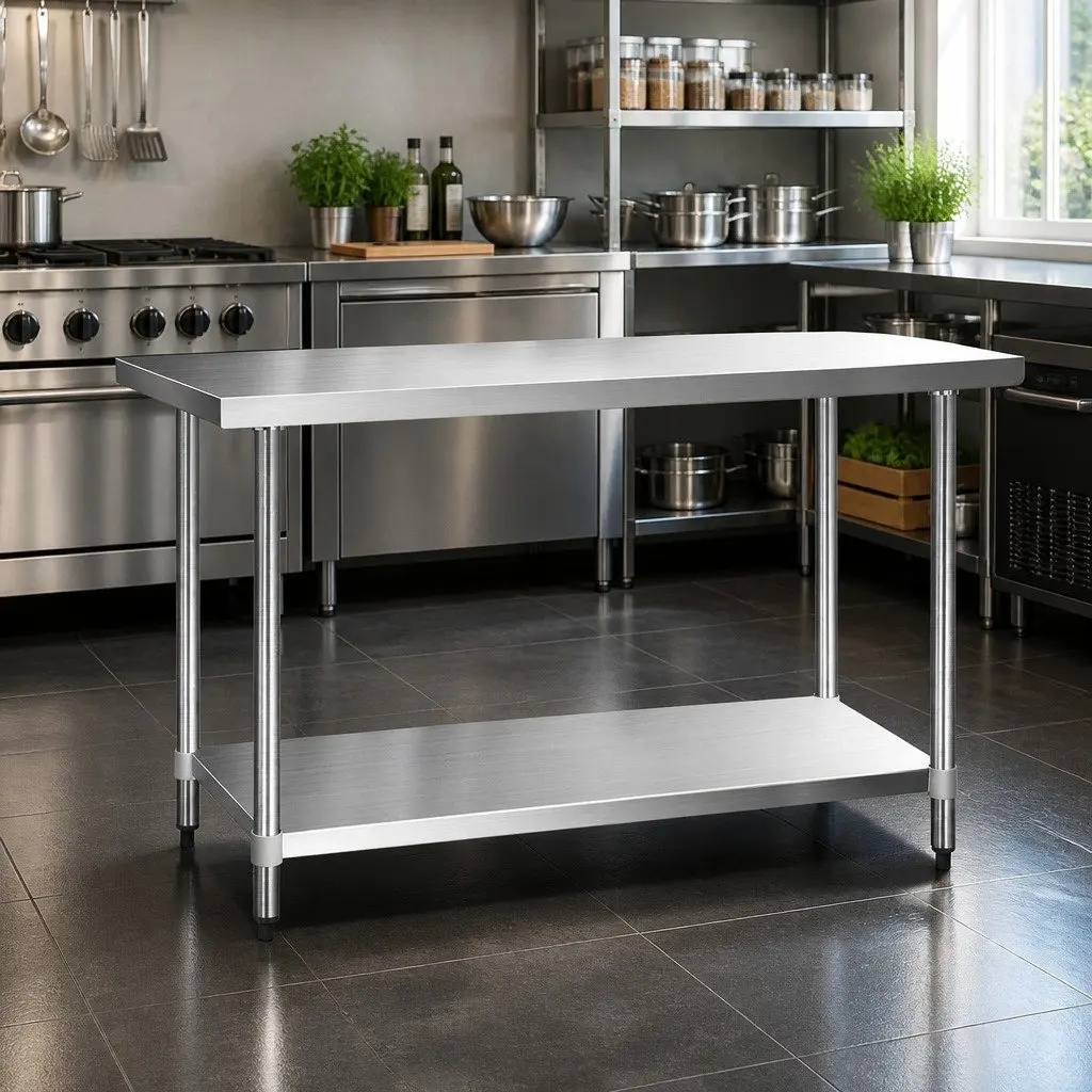 Stainless Steel Work Bench Heavy Duty Kitchen Prep Table 1524x610mm Silver