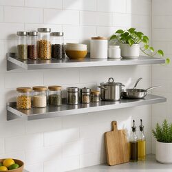 Wall Mounted Kitchen Shelf Stainless Steel Storage Rack 1200mm Display Organiser