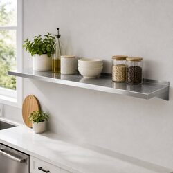 Wall Mounted Kitchen Shelf 1800mm Stainless Steel Storage Rack Display Unit