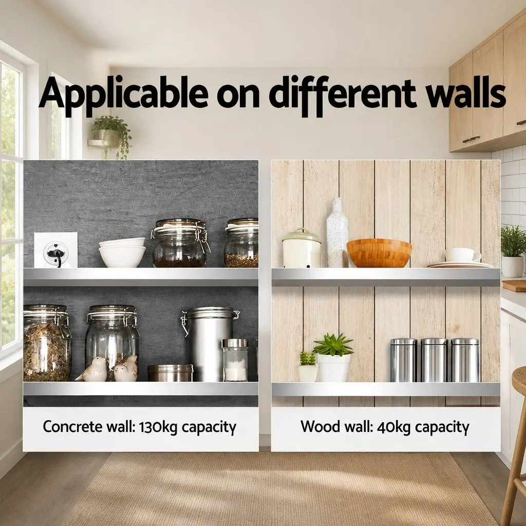 Stainless Steel Kitchen Wall Shelf Heavy-Duty 900mm Silver