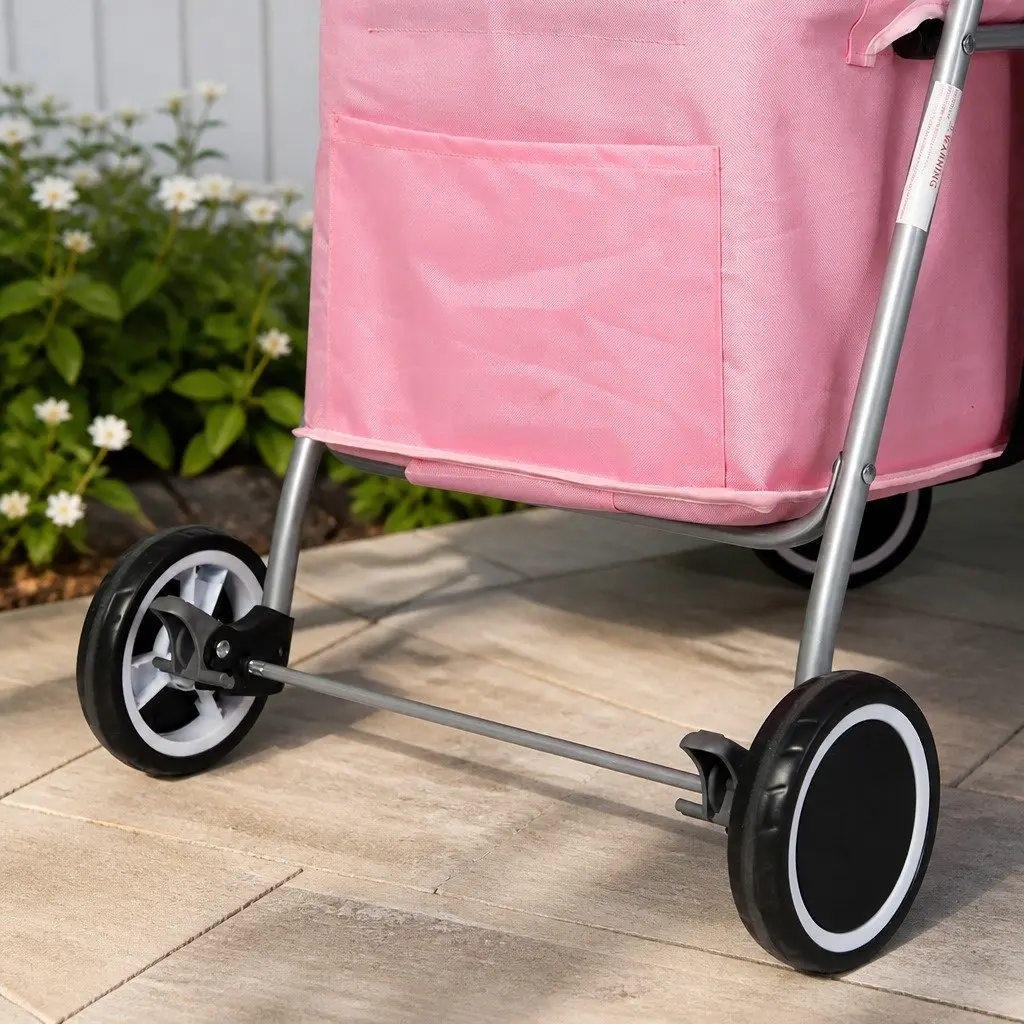 Pet Stroller Foldable Portable Breathable Canopy for Dogs and Cats Pink