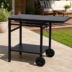 Outdoor Kitchen Cart Mobile Foldable BBQ Grill Food Prep Dining Patio Table