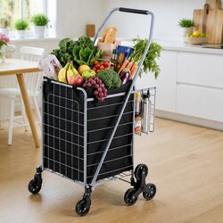 Shopping Trolley Cart Folding Utility Stair Climbing Swivel Wheels Lightweight
