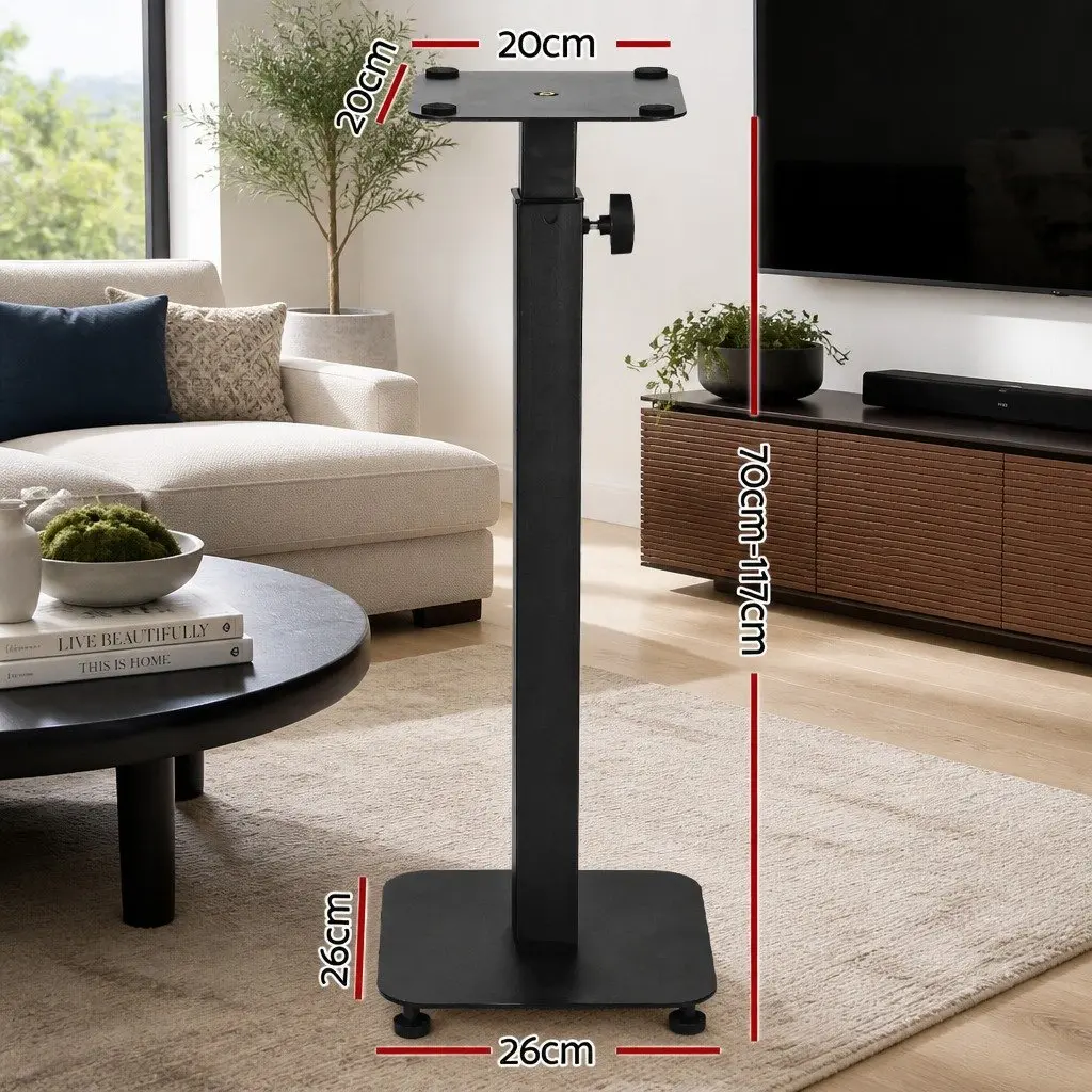 Speaker Stand Adjustable Height 70-117cm Steel Black 2pcs