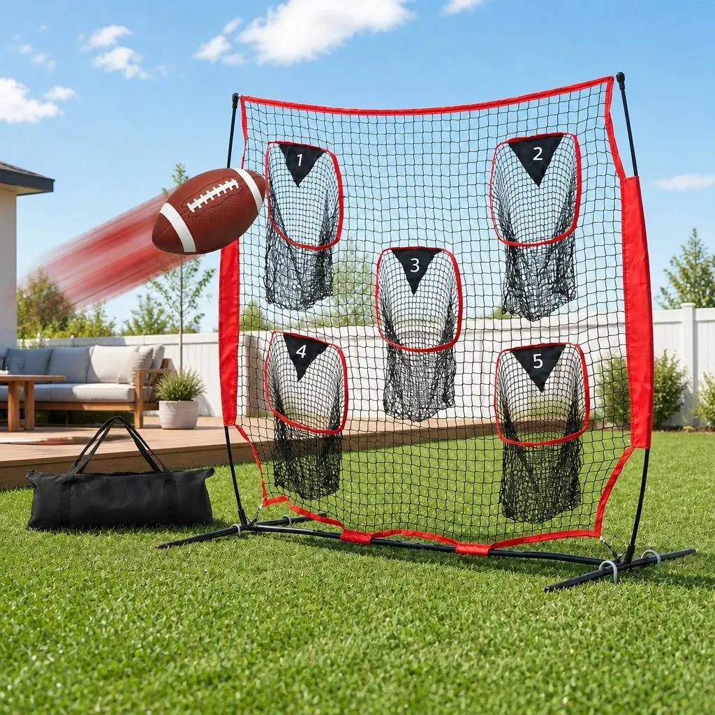 Football Training Net 1.8m Portable Soccer Goal 5 Target Rebounder Practice Net