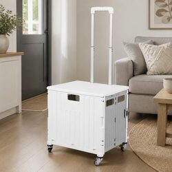 Folding Shopping Trolley Cart with Wheels Portable Grocery Collapsible Storage