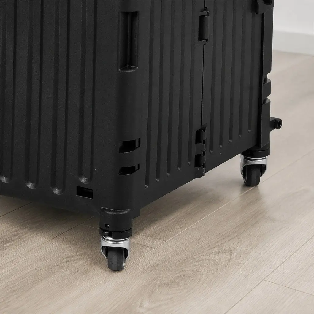 Folding Shopping Trolley Cart Portable Grocery Crate Storage Black