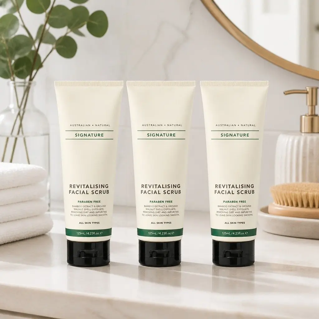 Facial Scrub Exfoliating Cream 125mL Biodegradable Bamboo Extract Normal Dry Sensitive Skin