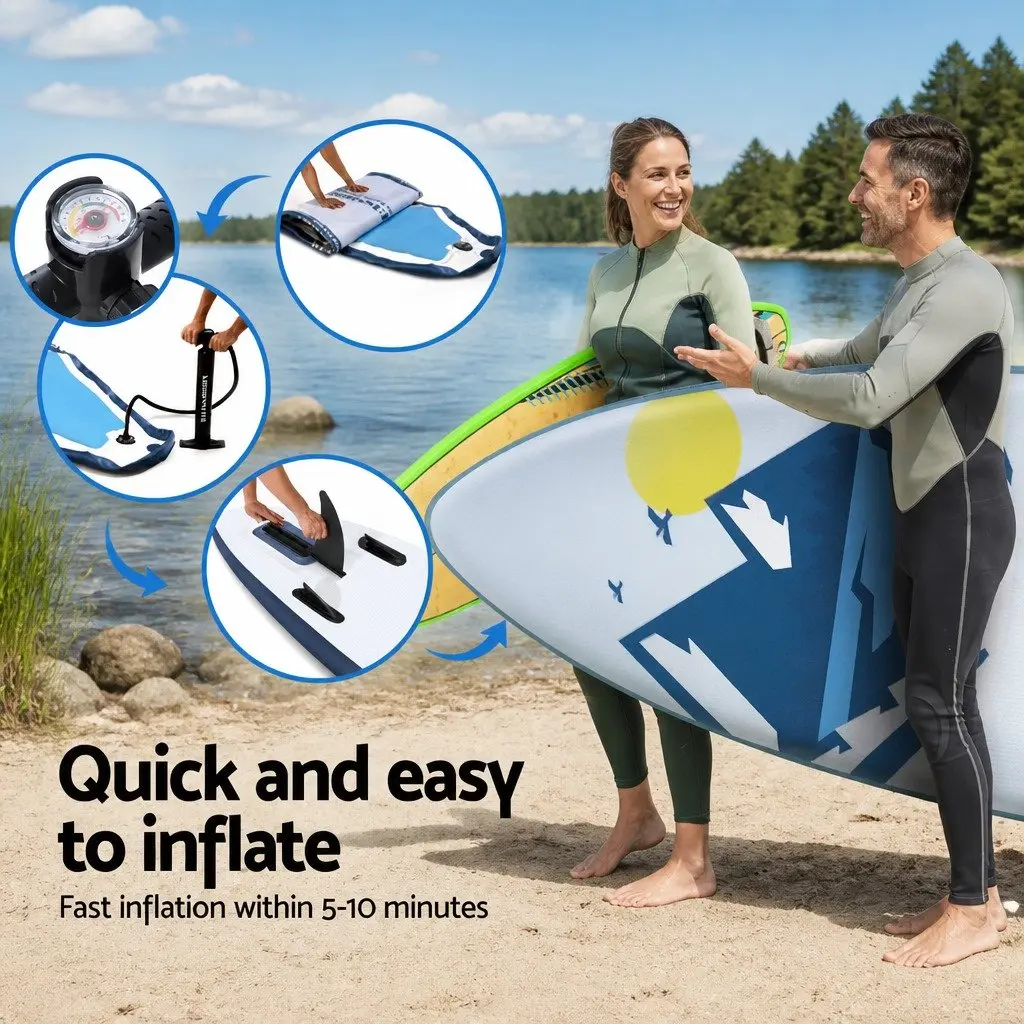 Stand Up Paddle Board 10.6ft Inflatable SUP Kayak Surfboard Paddleboard Blue