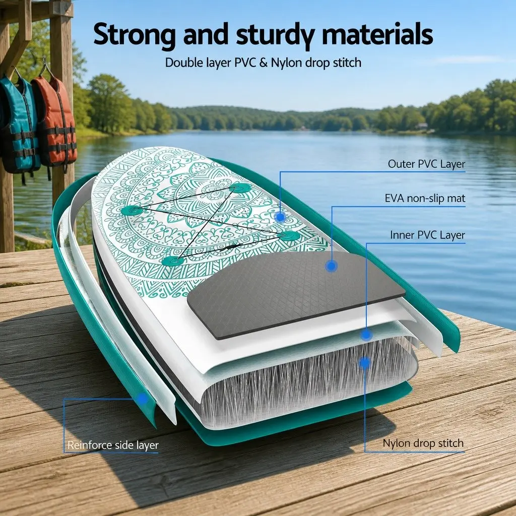 Inflatable Stand Up Paddle Board 10.6ft SUP Surfboard Paddleboard Kayak Green