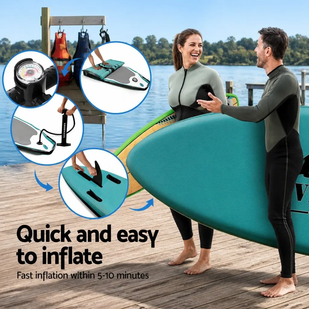 Inflatable Stand Up Paddle Board 10.6ft SUP Surfboard Paddleboard Kayak Green
