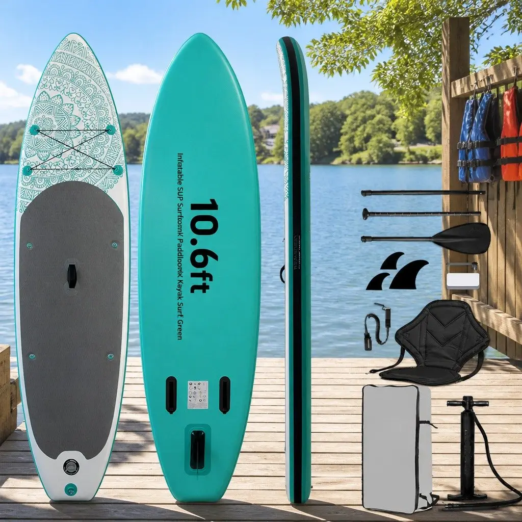 Inflatable Stand Up Paddle Board 10.6ft SUP Surfboard Paddleboard Kayak Green
