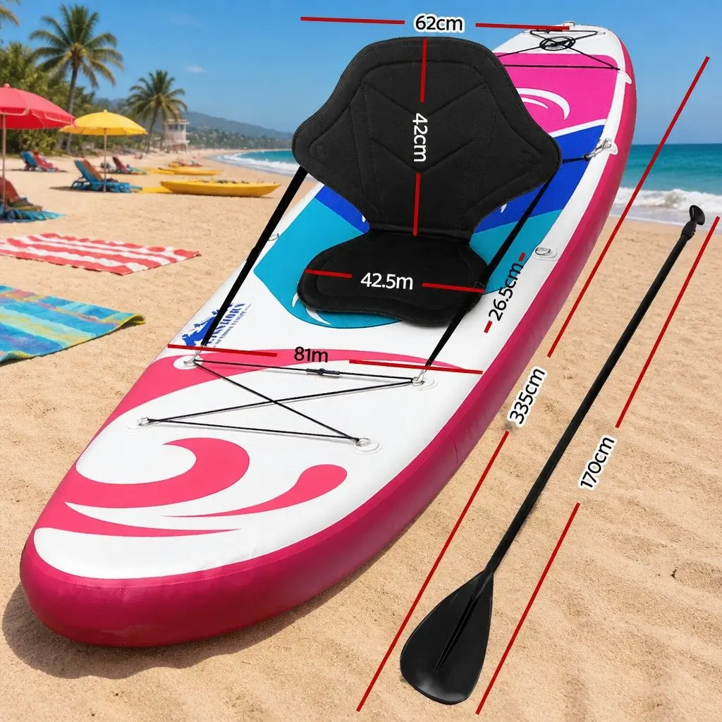 Stand Up Paddle Board 11ft Inflatable SUP Surfboard with Paddle Pump Pink Kayak