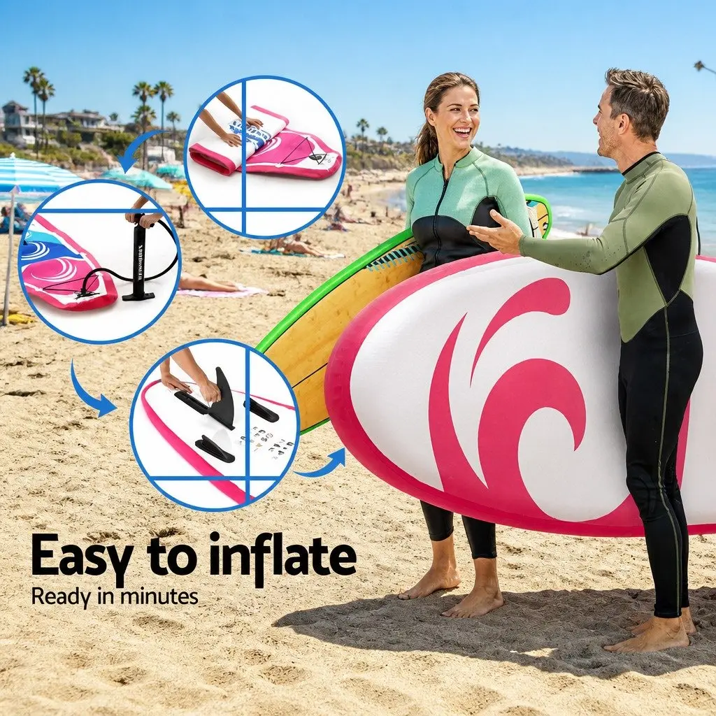 Stand Up Paddle Board 11ft Inflatable SUP Surfboard with Paddle Pump Pink Kayak