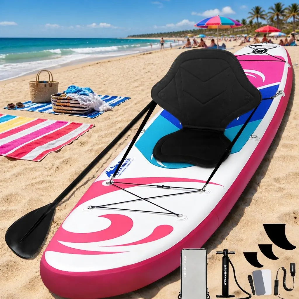 Stand Up Paddle Board 11ft Inflatable SUP Surfboard with Paddle Pump Pink Kayak