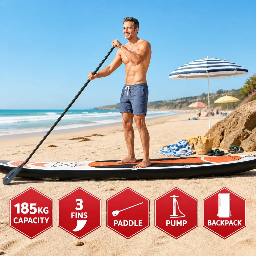 Stand Up Paddle Board 11ft Inflatable SUP Surfboard with Adjustable Paddle