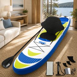 Stand Up Paddle Board 11ft Inflatable SUP Surfboard with Paddle Seat Yellow