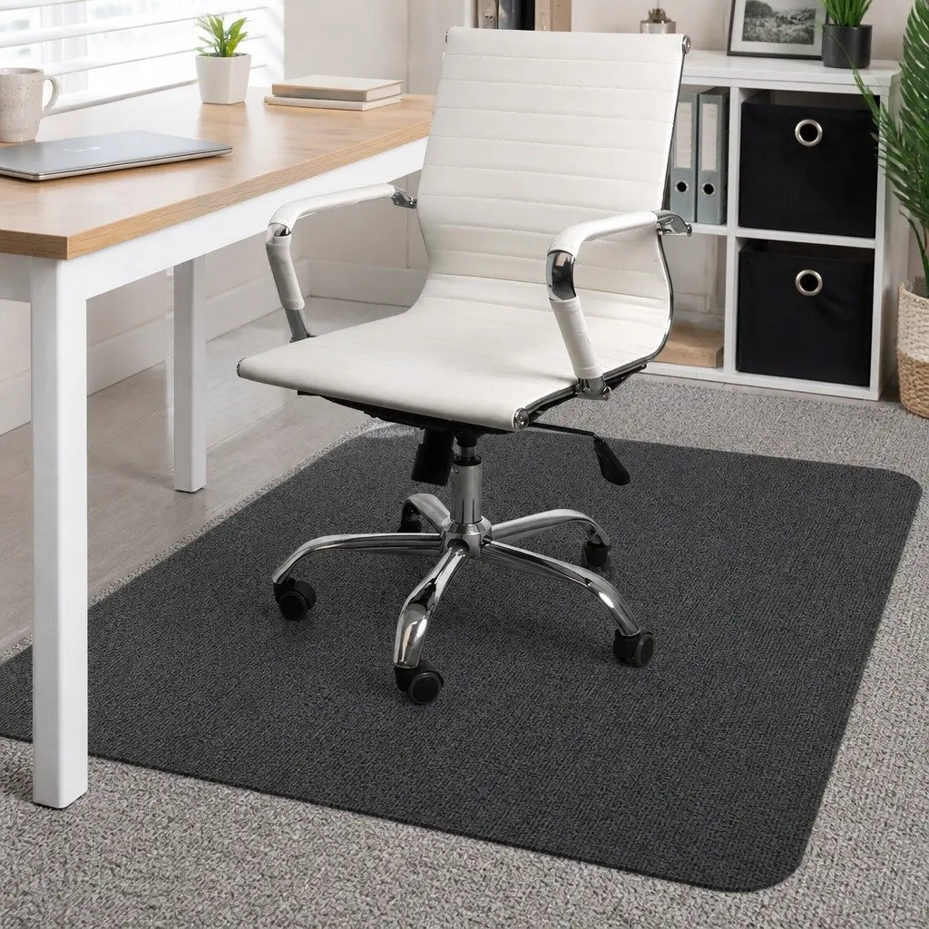 Chair Mat Carpet Floor Protector Gripper Backing 135cm x 114cm Black PVC