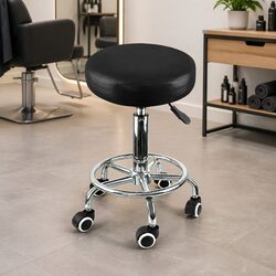 Bar Stools Swivel Hairdressing Salon Seat PU Leather Height Adjustable Chrome