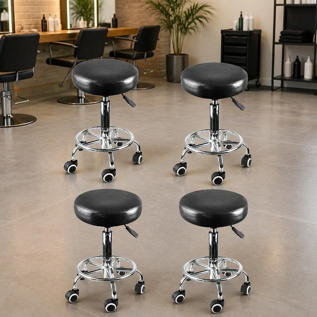 Swivel Bar Stools Height Adjustable Chrome Footrest PU Leather 82-102cm Teal White Red Beige Black Brown