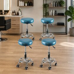 4x Swivel Bar Stools Height Adjustable Salon Hairdressing Stool with Wheels