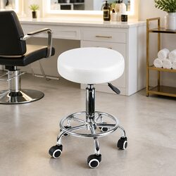 2x Swivel Salon Barstool White Hairdressing Stool Height Adjustable Casters