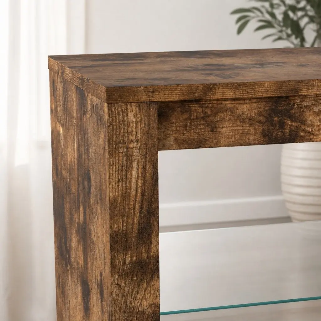TV Stand Cabinet with Glass Display Shelves Storage Entertainment Unit