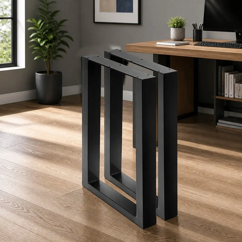 Metal Table Legs Rectangular DIY Set of 2 Industrial Box Frame Support 71x65cm