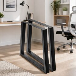 Metal Table Legs Trapezoid DIY Set of 2 Industrial Support 65x90cm Black