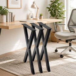 Metal Table Legs X-shaped DIY Set of 2 Industrial Design 71cm Height Black