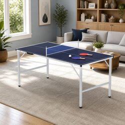 Table Tennis Ping Pong Table Portable Foldable Blue Indoor Home Family Game