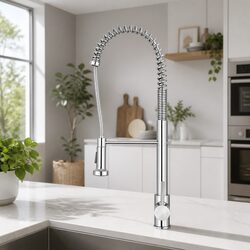 Pull Out Kitchen Mixer Tap 2 Mode Sink Faucet Swivel Gooseneck Chrome Silver