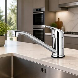 Kitchen Mixer Tap Long Spout Chrome Sink Faucet Basin Laundry Single Hole