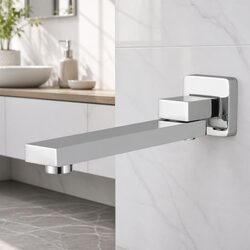 Wall Bath Spout Mixer Tap Swivel Square Chrome Bathroom Basin Faucet