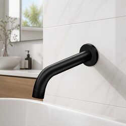 Wall Mounted Bathroom Bath Spout Tap Round Shower Mixer Black Brass Fixture