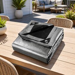 Poly Tarp Tarpaulin 3m x 4.5m Black Canvas Heavy Duty Waterproof Sun Shade Cover