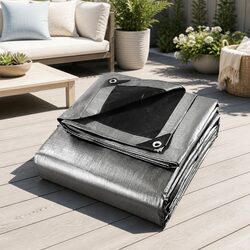 Poly Tarp 6m x 7.3m Heavy Duty Canvas Camping Caravan Sun Shade Cover Silver