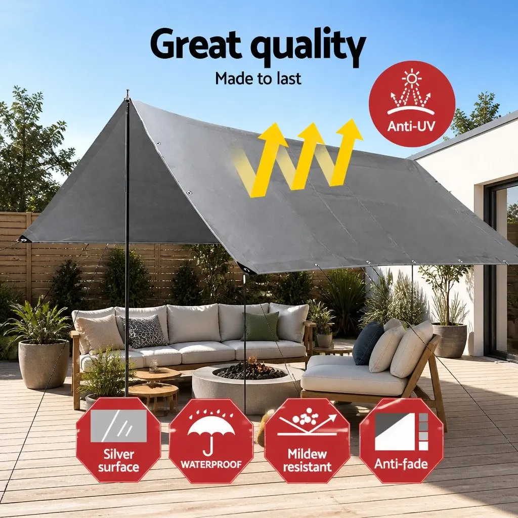 Heavy Duty Poly Tarp 7.3x9m Black Canvas Waterproof Camping Caravan Cover